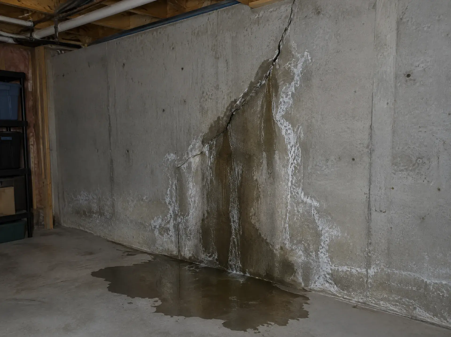 Before: Leaking basement wall, rear elevation