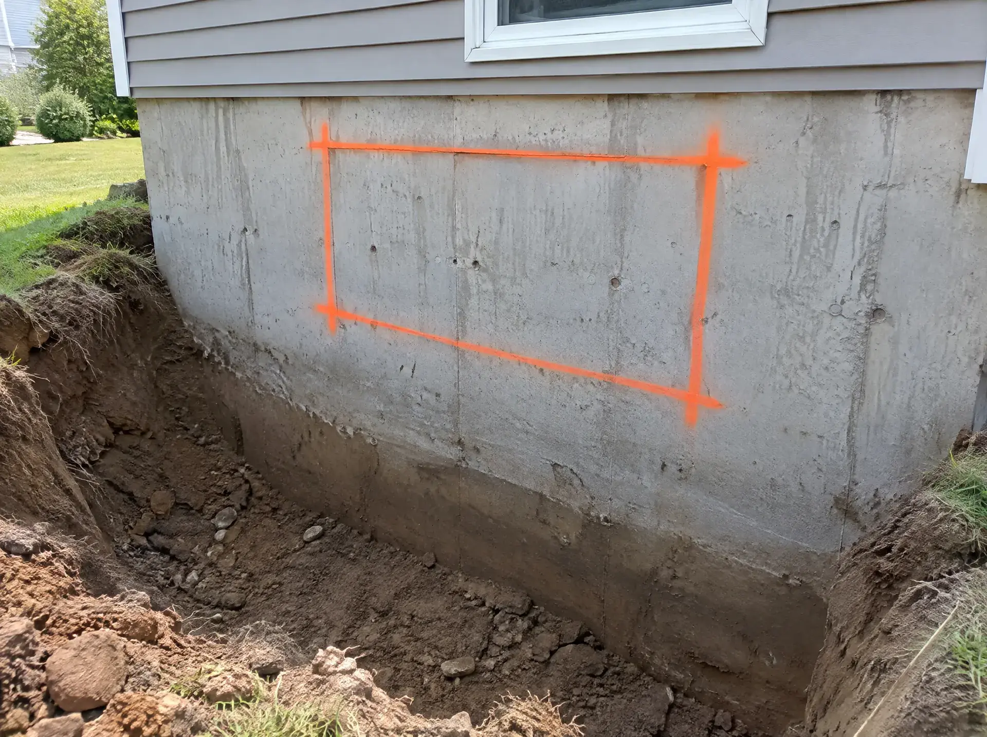 Before: New egress window for a basement bedroom